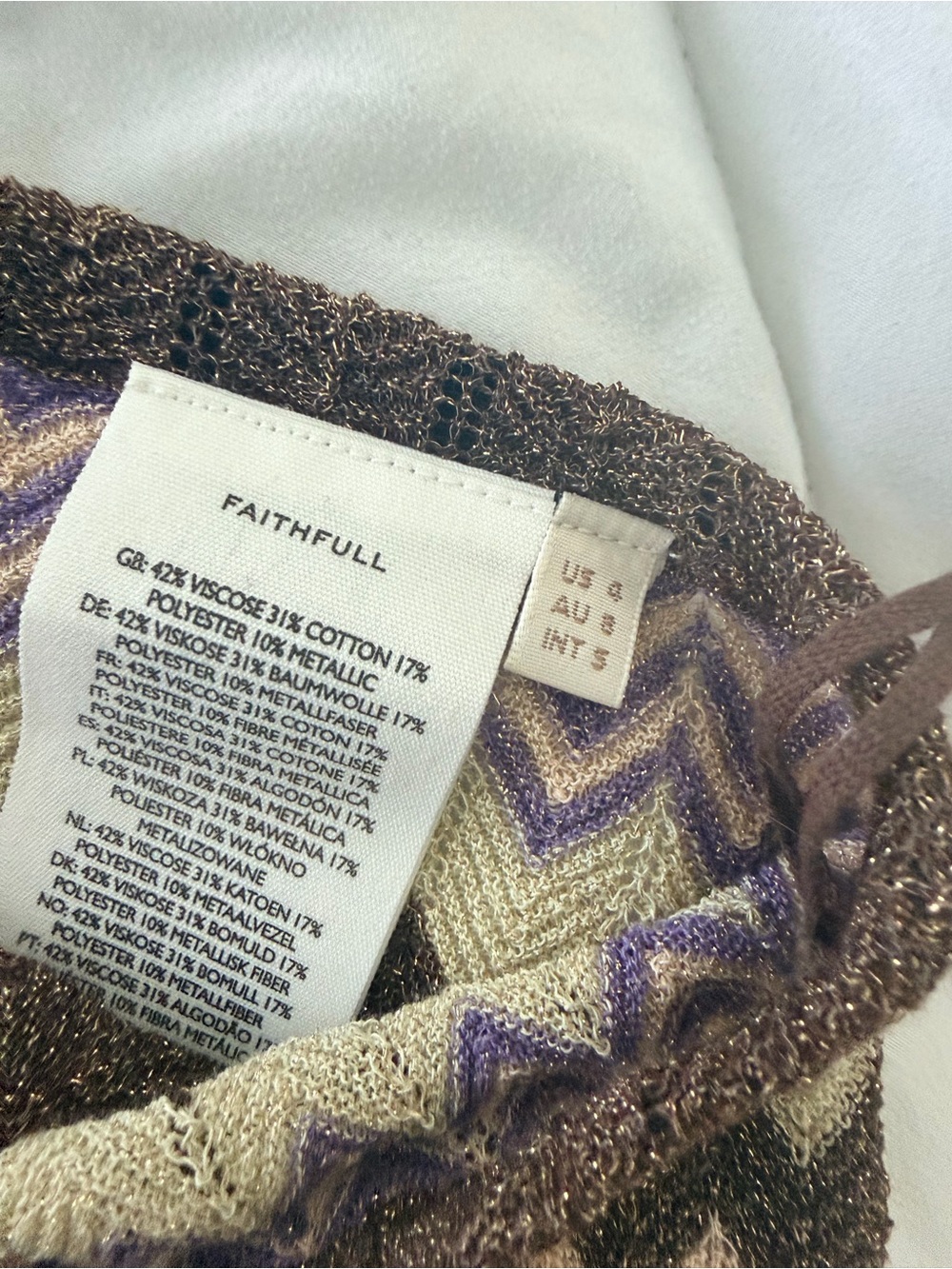 Faithfull Brand Zigzag Knit Top and short with Metallic Brown and Purple Accents - Picture 3 of 4